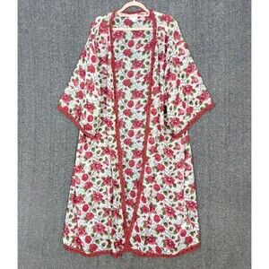 Lularoe Kimono Top Womens XL White Red Pink Floral Sheer Flowy Beach Cottagecore